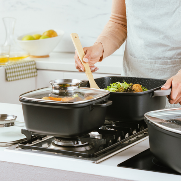 Die cast square casserole-roaster "Funtzio" with nonstick stone coating 20cm - Image 2