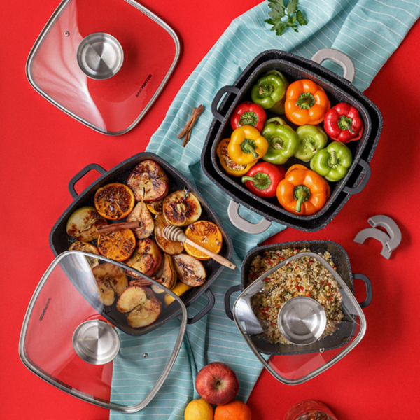 Die cast square casserole-roaster "Funtzio" with nonstick stone coating 20cm - Image 6