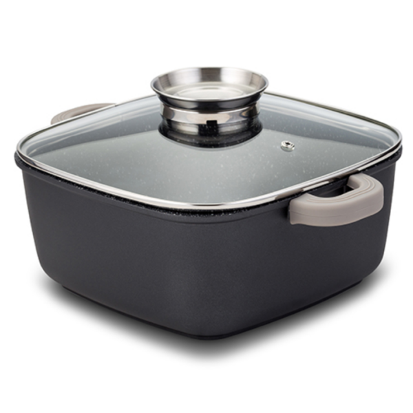 Die cast square casserole-roaster "Funtzio" with nonstick stone coating 24cm - Image 8