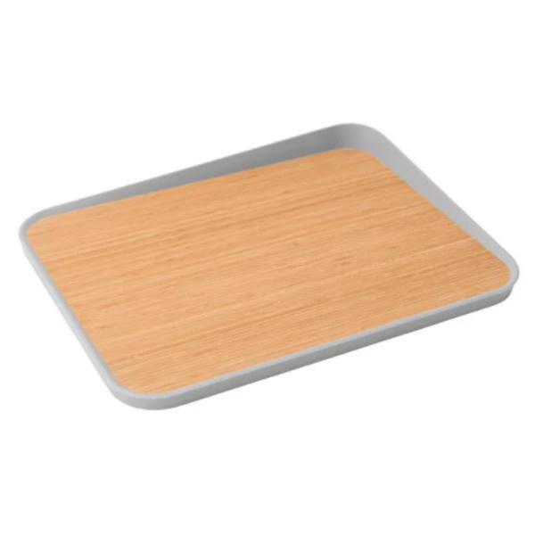 Bamboo Cutting Board, Anti-Slip, Rubber Ring, Grey