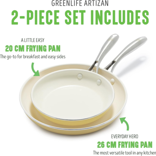 GreenLife Artizan Healthy Ceramic Non-Stick 20 cm and 26 cm Frying Pan Skillet Set, - Image 6