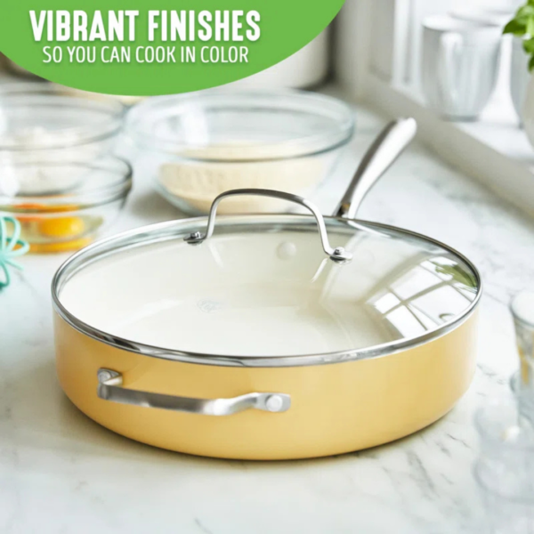 GreenLife Artisan Healthy Ceramic Nonstick, 5QT Saute Pan, Turquoise - Image 4