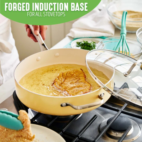 GreenLife Artisan Healthy Ceramic Nonstick, 5QT Saute Pan, Turquoise - Image 6