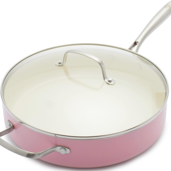 GreenLife Artisan Healthy Ceramic Nonstick Saute Pan, 5 Quart With Handle And Helper Lid