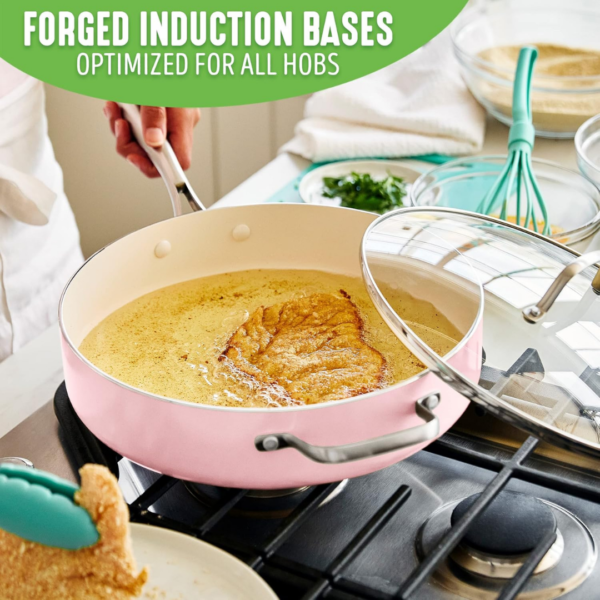 GreenLife Artisan Healthy Ceramic Nonstick Saute Pan, 5 Quart With Handle And Helper Lid - Image 3