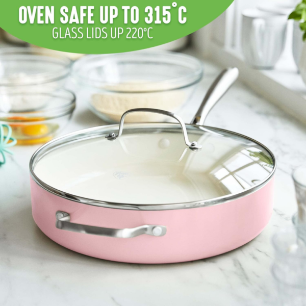 GreenLife Artisan Healthy Ceramic Nonstick Saute Pan, 5 Quart With Handle And Helper Lid - Image 7