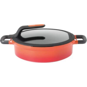 Covered stay-cool stockpot red 28 cm