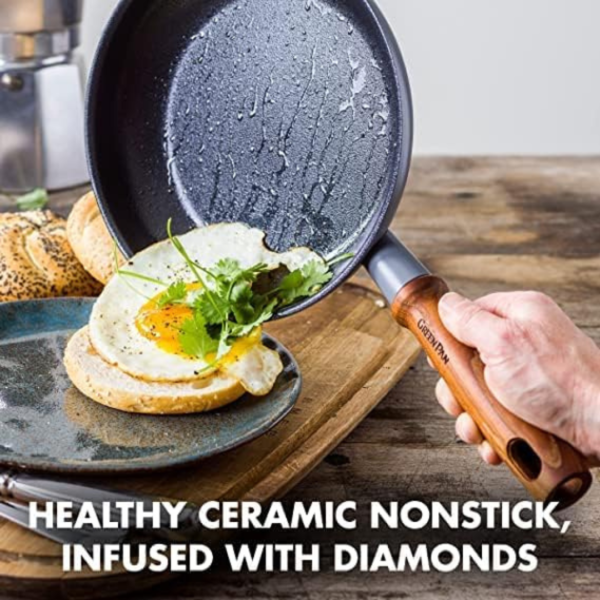 GreenPan Mayflower Pro Aluminium Non-Stick 20cm & 24cm Frying Pan & Slotted Turner Cookware Set - Image 6