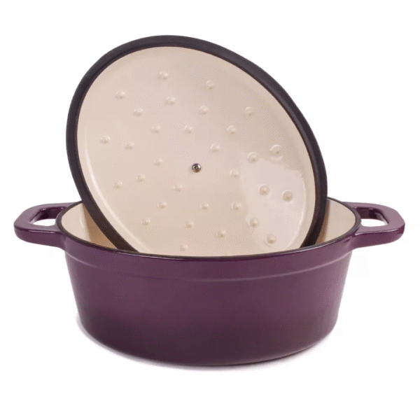 34cmx25.5cm Cast Iron Oval Cov Casserole Purple - Image 2