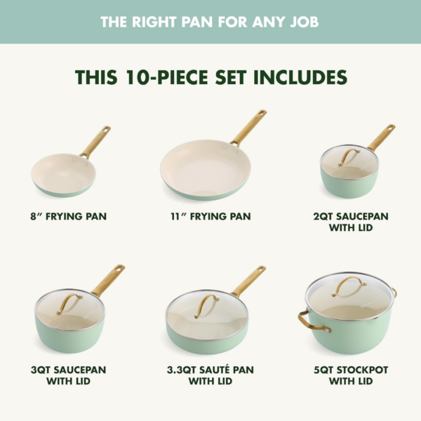 Greenpan Pan set 10-piece 'Padova Mint Green' - Image 4
