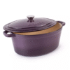 34cmx25.5cm Cast Iron Oval Cov Casserole Purple - Image 3