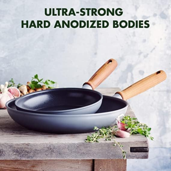 GreenPan Mayflower Pro Aluminium Non-Stick 20cm & 24cm Frying Pan & Slotted Turner Cookware Set - Image 5