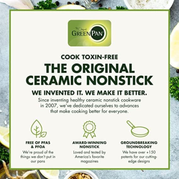 GreenPan Mayflower Pro Aluminium Non-Stick 20cm & 24cm Frying Pan & Slotted Turner Cookware Set - Image 8