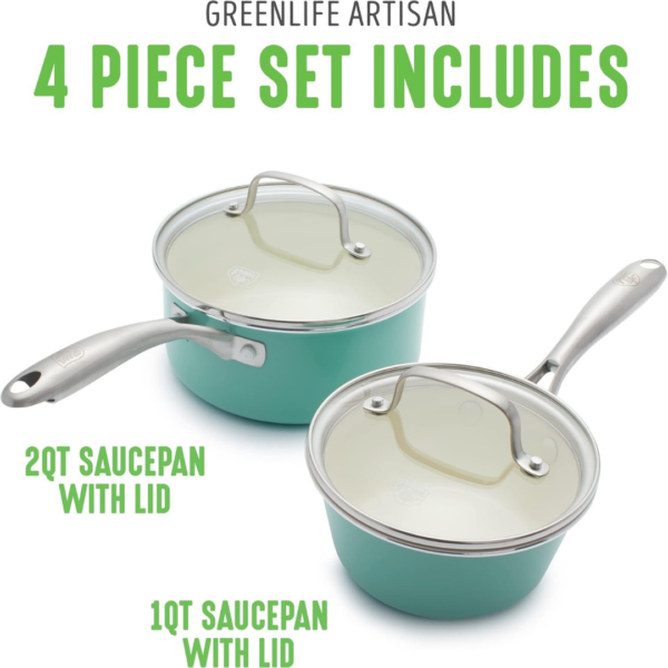 GreenLife Artizan 14cm/1L & 18cm/2L Saucepan Set - Image 6