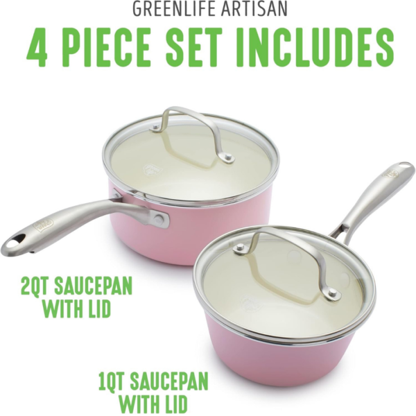 GreenLife Artizan Saucepan Set 14cm/1L & 18cm/2L in Non-Stick - Image 6